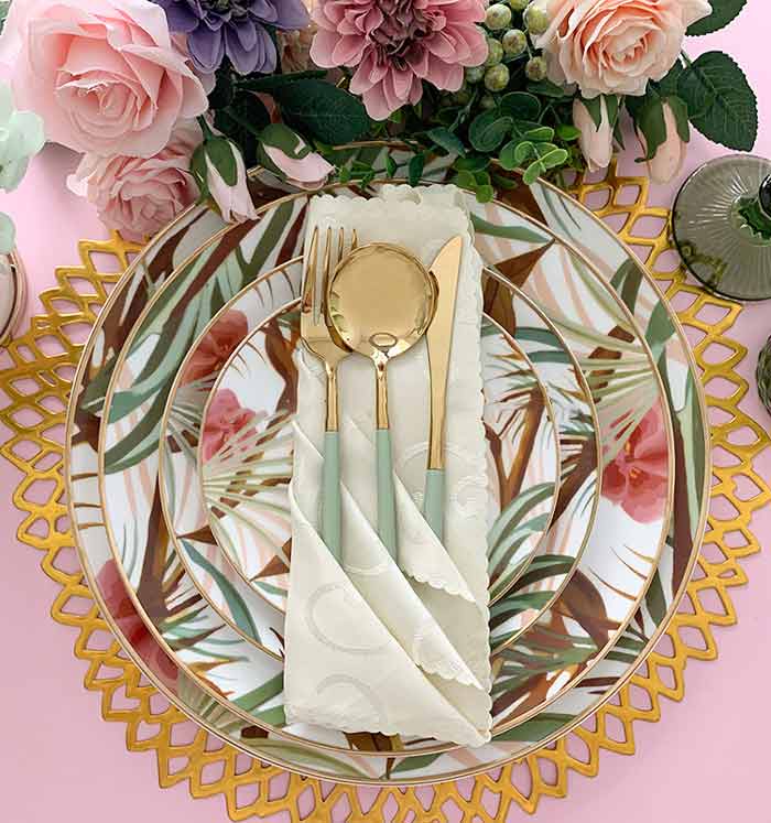 Gold Rim Wedding Green Dinner Plate