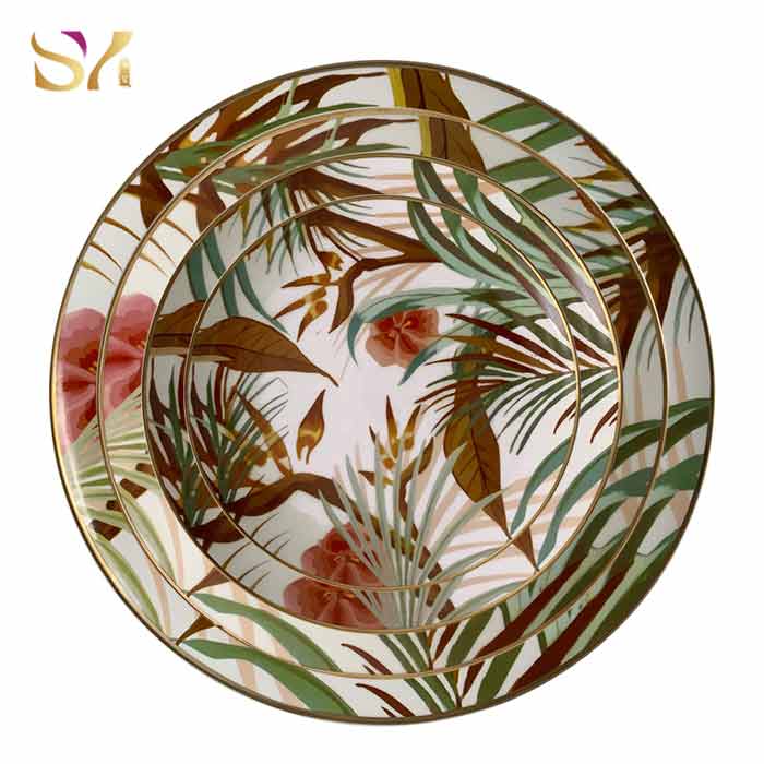 Gold Rim Wedding Green Dinner Plate