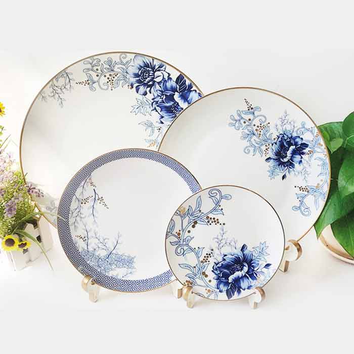 Blue And White Ceramic Gold Dinner Plates