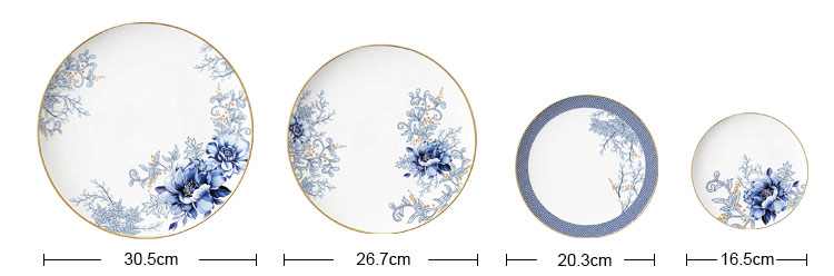 Blue And White Ceramic Gold Dinner Plates