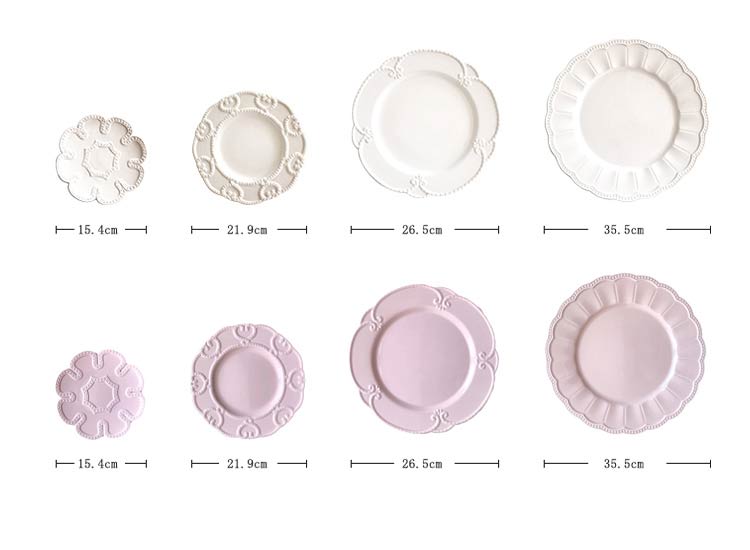 embossed pink ceramic dinner plate sets