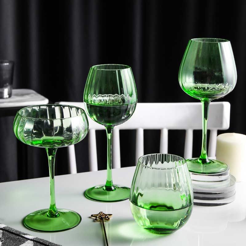 Green Wine Glass Set