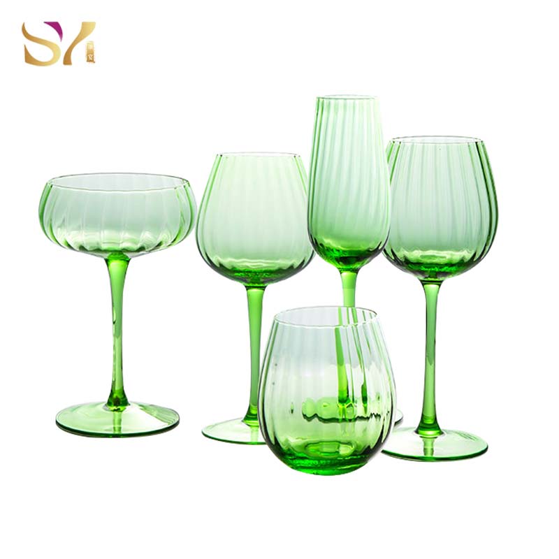 Green Wine Glass Set