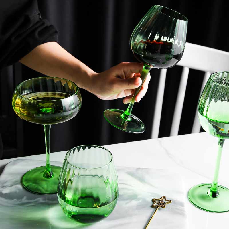 Green Wine Glass Set