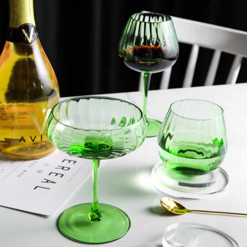 Green Wine Glass Set