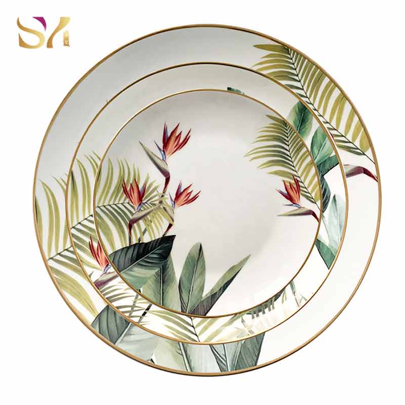 Mexico Green Leaves Flamingos Dinner Plate