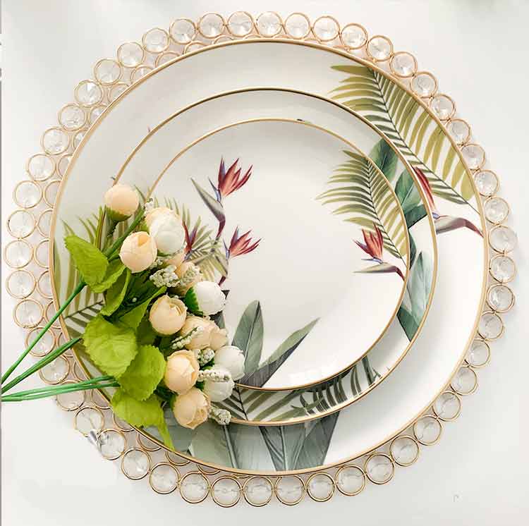 Mexico Green Leaves Flamingos Dinner Plate