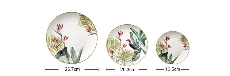 Mexico Green Leaves Flamingos Dinner Plate