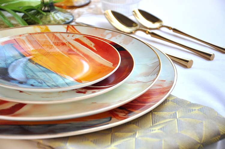 Colorful Ceramics bone china dinner plate set