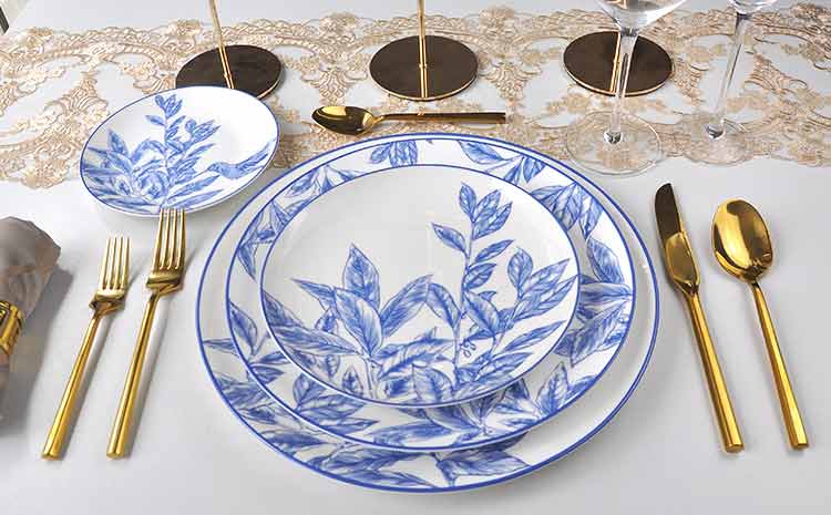 Blue Hummingbird Bone Dinner Set