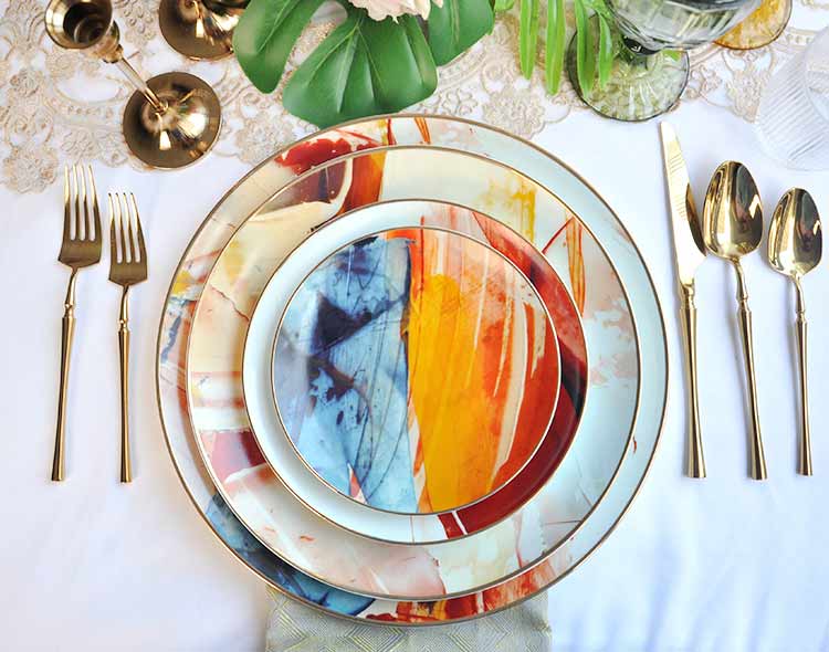 Colorful Ceramics bone china dinner plate set