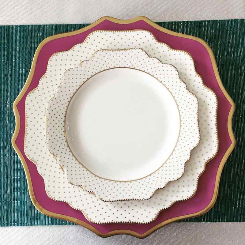 Gold Speckled Porcelain Dinner Dish Set