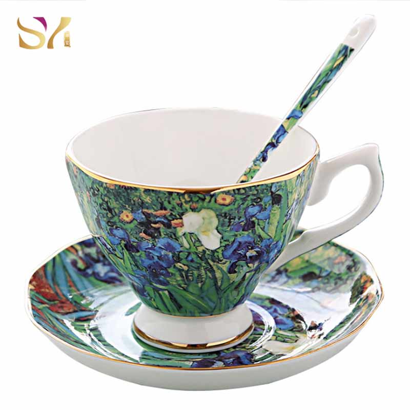 Painted Art Coffee Cup Saucer Set