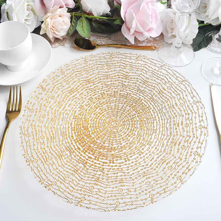 Gold Round Flower Charger Plates