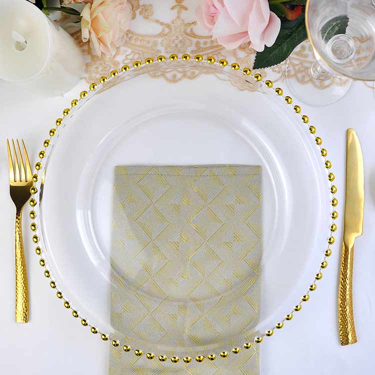 Gold/Silver/Black Beaded Glass Charger Plate