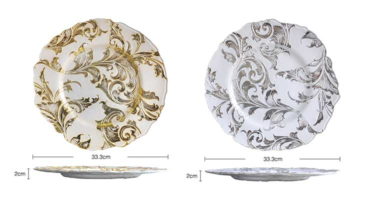 gold glass flower shaped charger plate suppliers