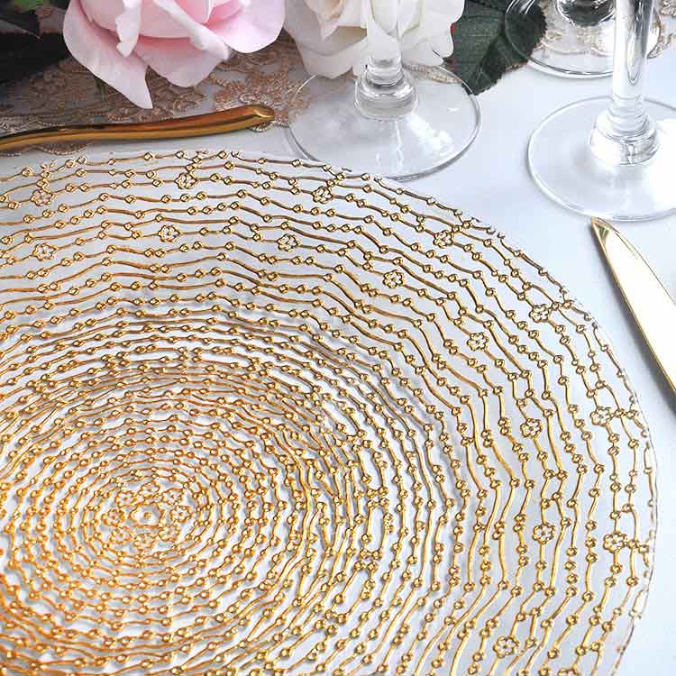 Gold Round Flower Charger Plates