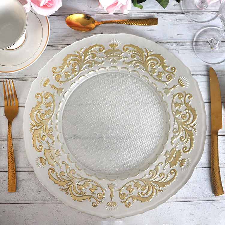 Vintage White Glass Charger Plates