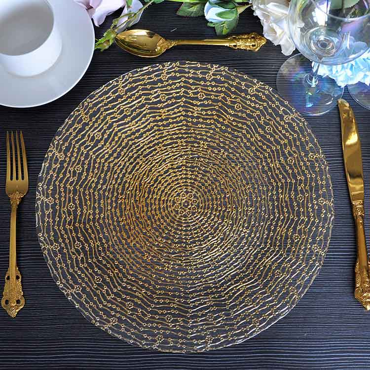 Gold Round Flower Charger Plates