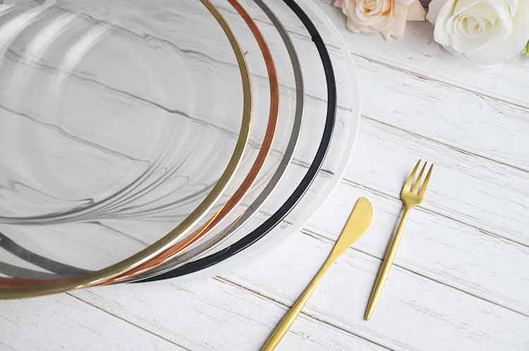 Gold/Silver/Black/White Rim Glass Charger Plate