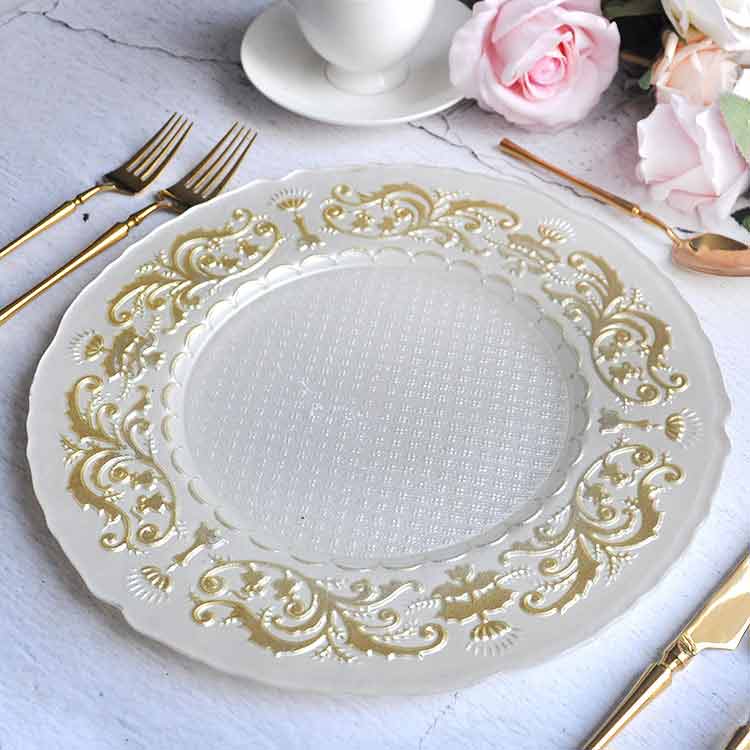 Vintage White Glass Charger Plates