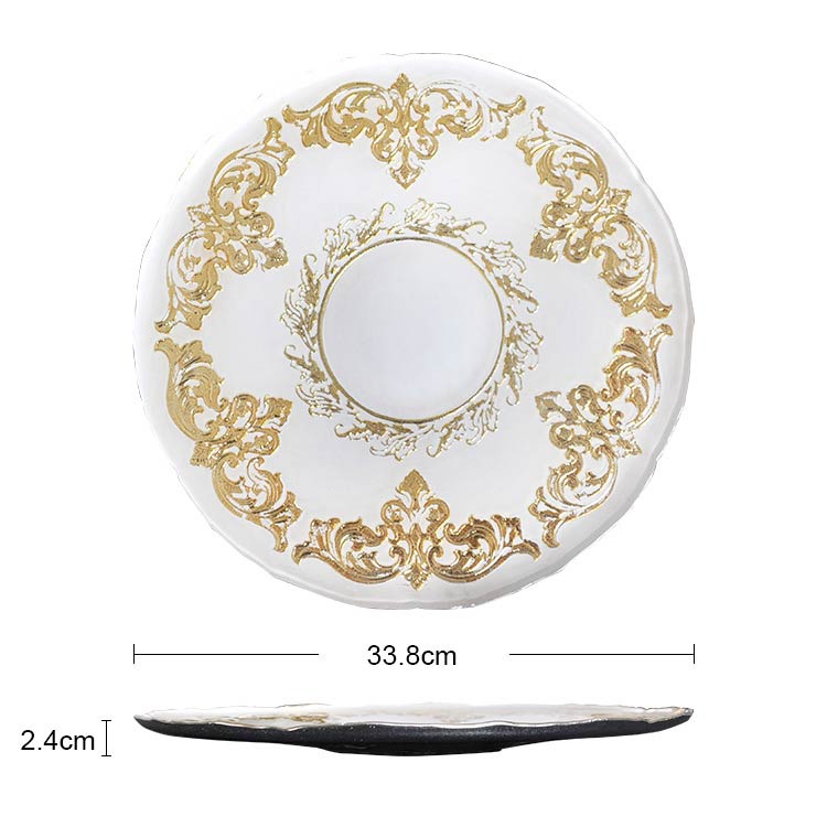 wholesale 33cm antique white plates charger glass