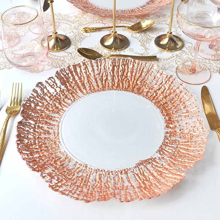 Rose Gold Reef Charger Plates