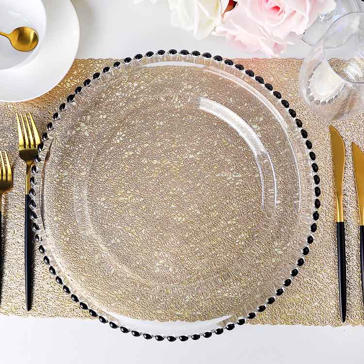 Gold/Silver/Black Beaded Glass Charger Plate