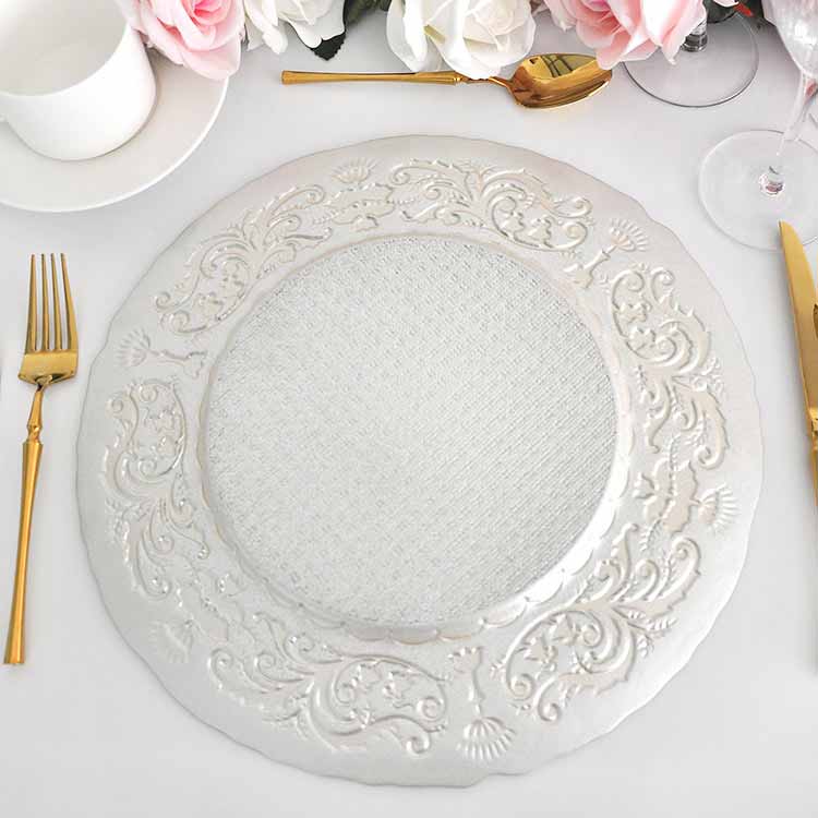 Vintage White Glass Charger Plates