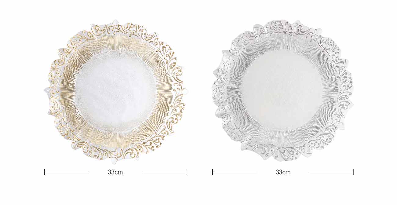 Clear Lace Glass Charger Plate Set