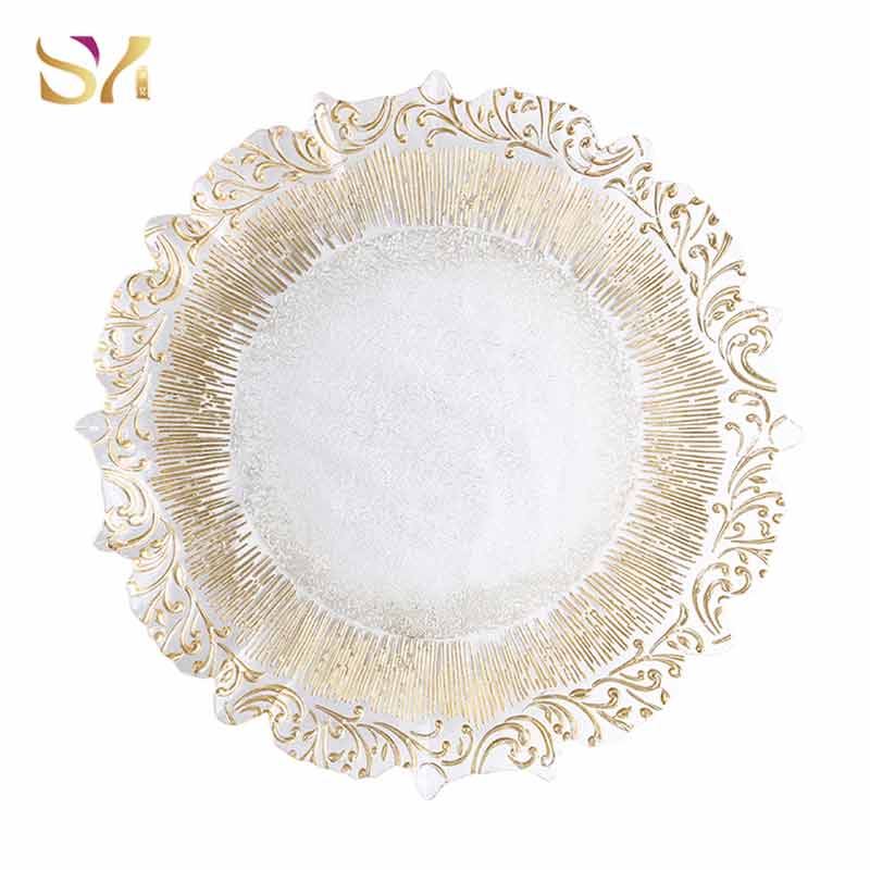 Clear Lace Glass Charger Plate Set