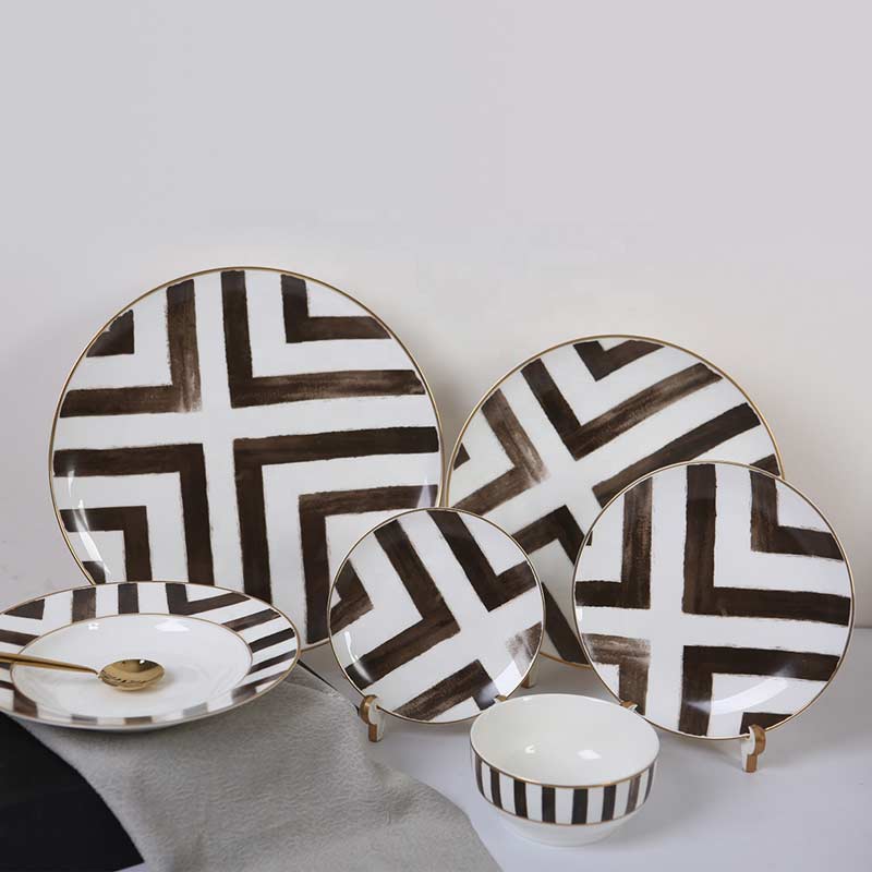 Black And White Stripe Dinnerware Plates 