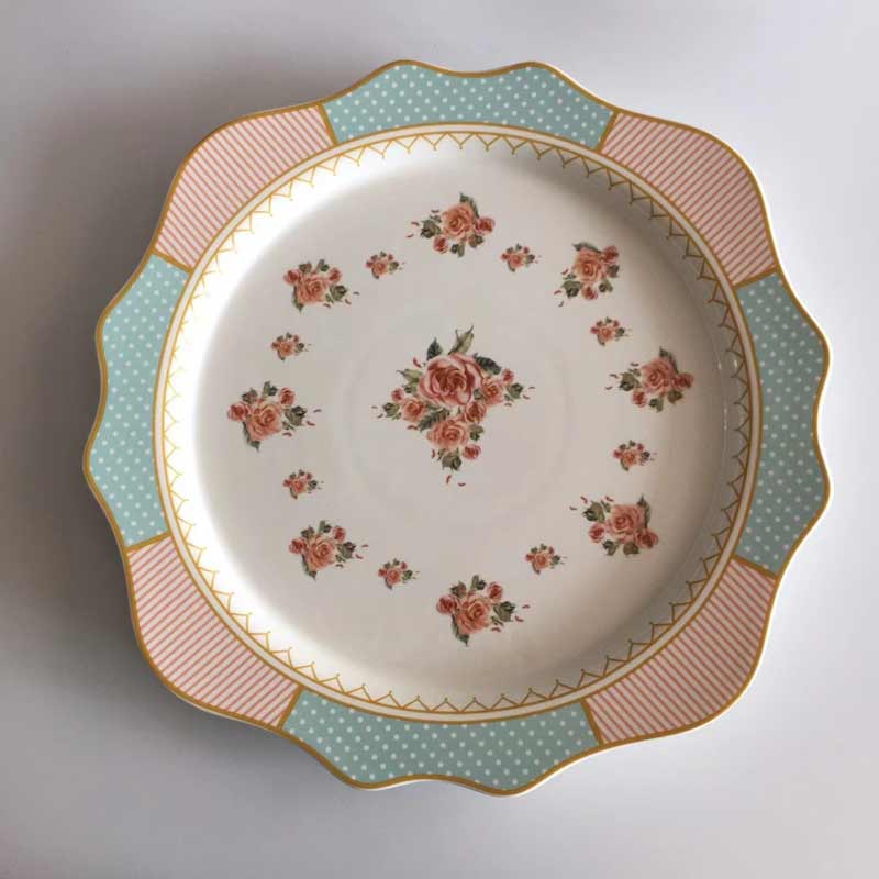 Pink Flower Dinner Plate Set