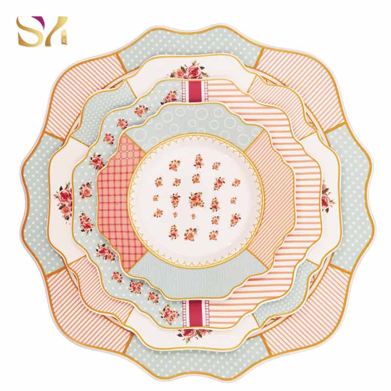 Pink Flower Dinner Plate Set