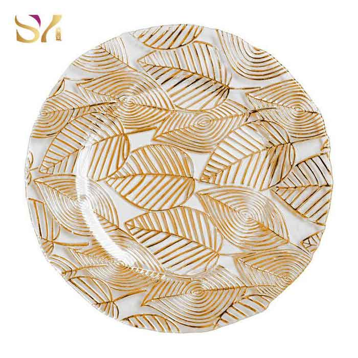 13'' Leaves Gold Silver Charger Plates