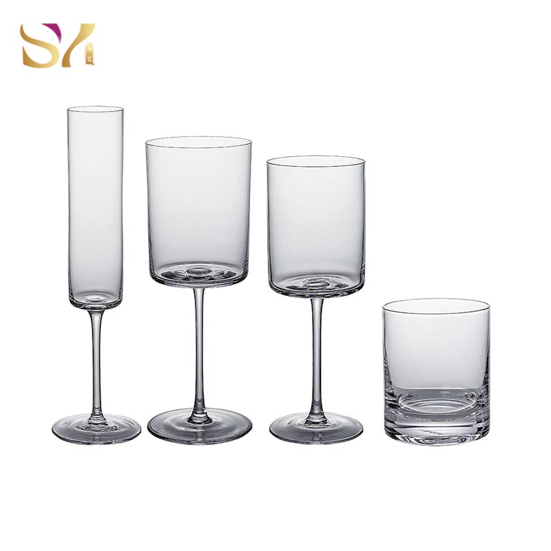 Straight Edge Design Crystal Drinkware set