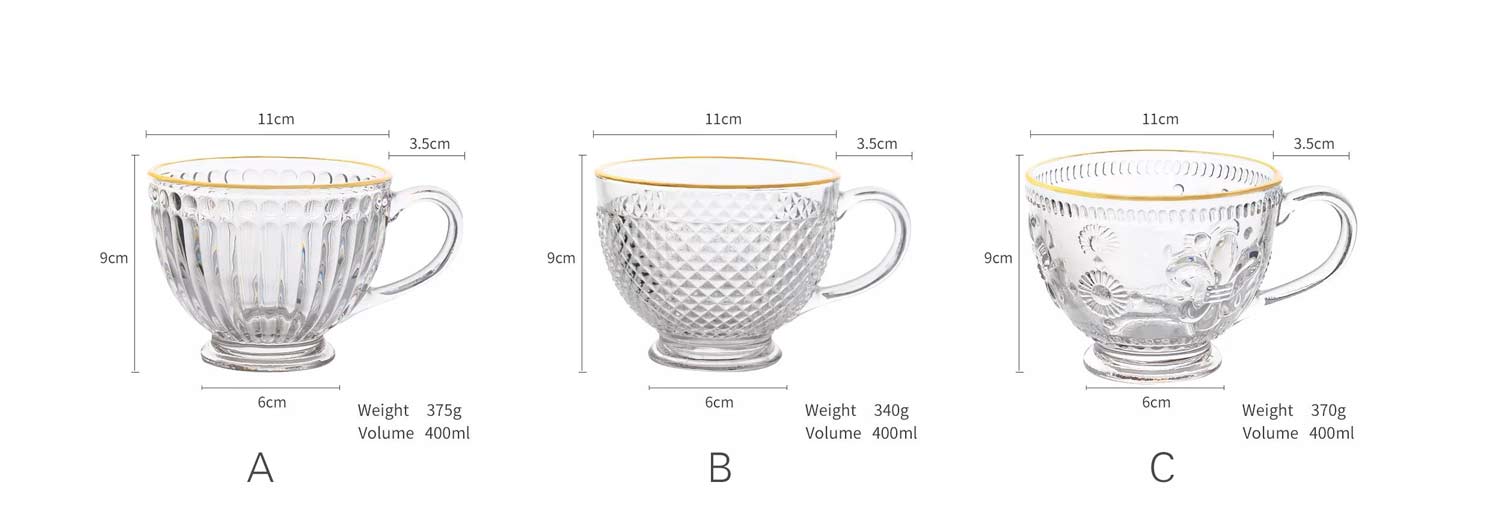 gold rim large capacity breakfast coffee cup