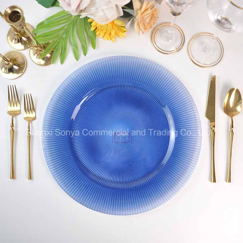 Multiple Blue Glass Charger Plates