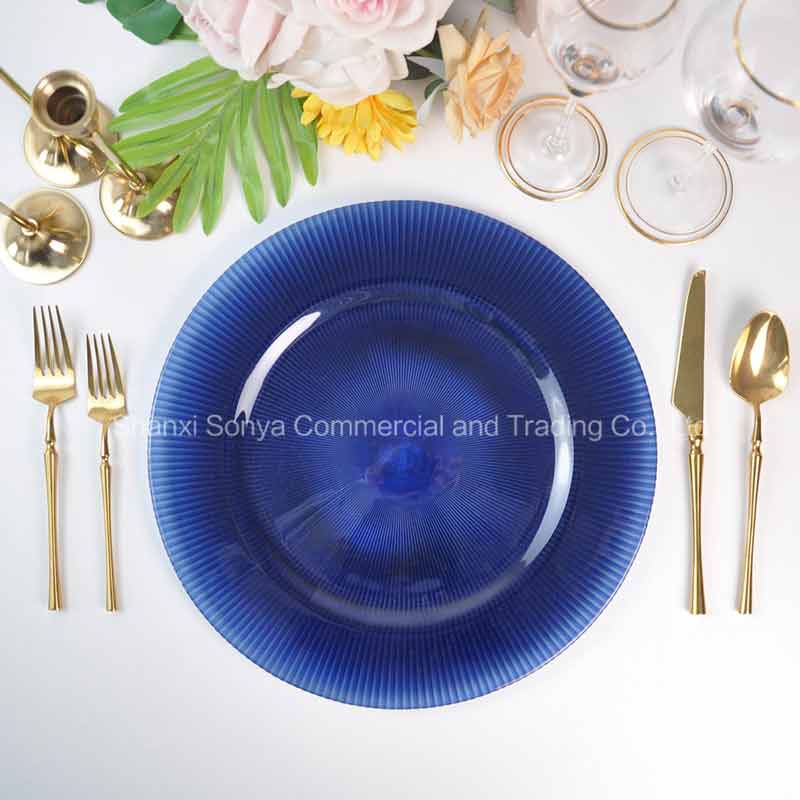 Multiple Blue Glass Charger Plates