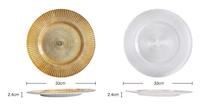 rose gold glass checkered charger plates