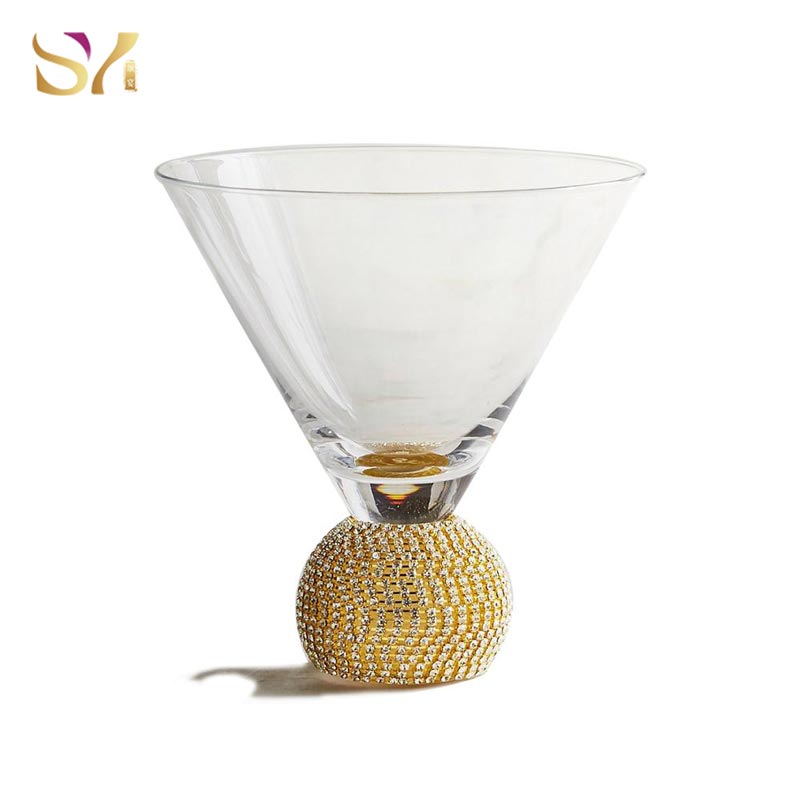 Diamond Ball Base Stemless Martini Glass