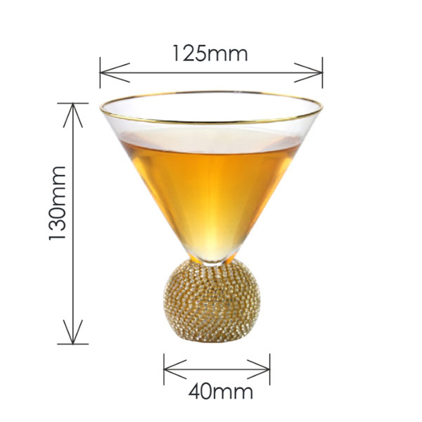 diamond ball base stemless martini glass