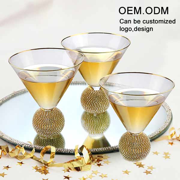 Diamond Ball Base Stemless Martini Glass