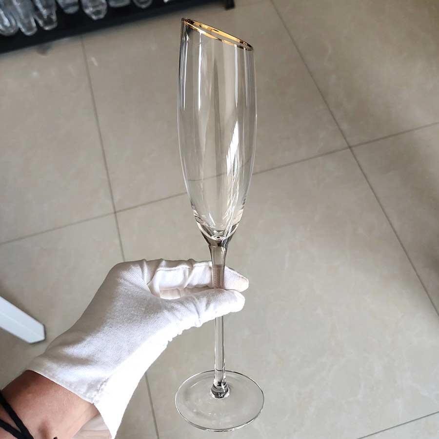 Gold Rim Oblique Champagne Glasses