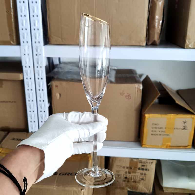 Gold Rim Oblique Champagne Glasses