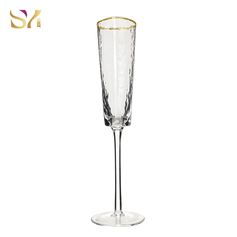 Gold Rim Triangular Toasting Glasses