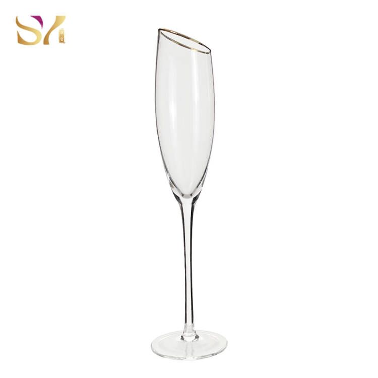 Gold Rim Oblique Champagne Glasses