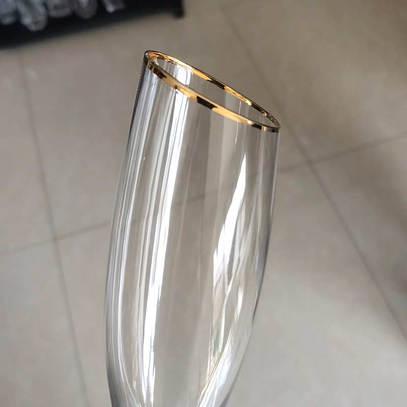 Gold Rim Oblique Champagne Glasses