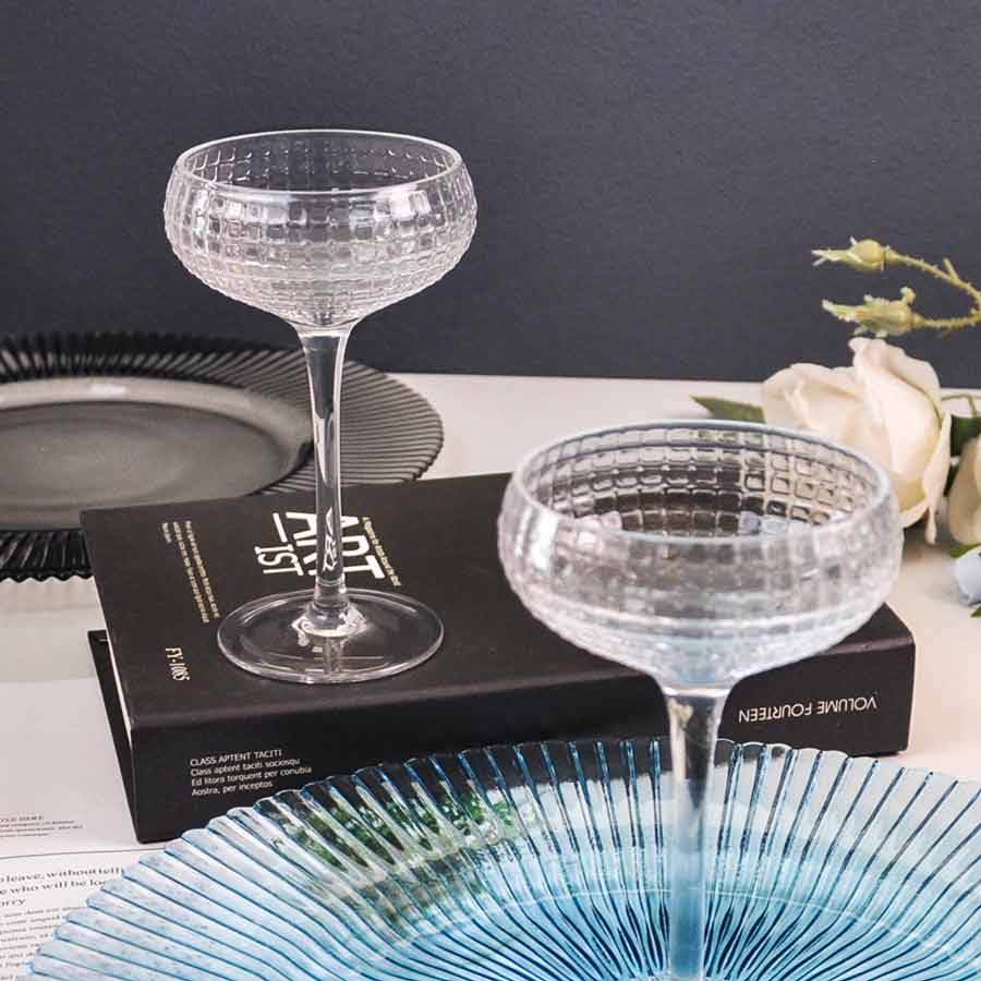 Embossed Plaid Champagne Coupe