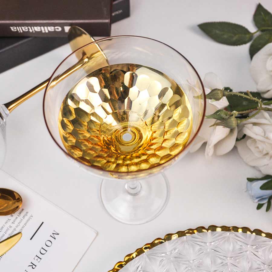 Gold Leaf Crystal Champagne Coupe